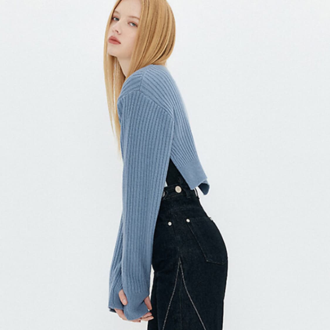 유즈(YUSE) 스티치 볼레노 니트가디건 55-66 상품이미지7