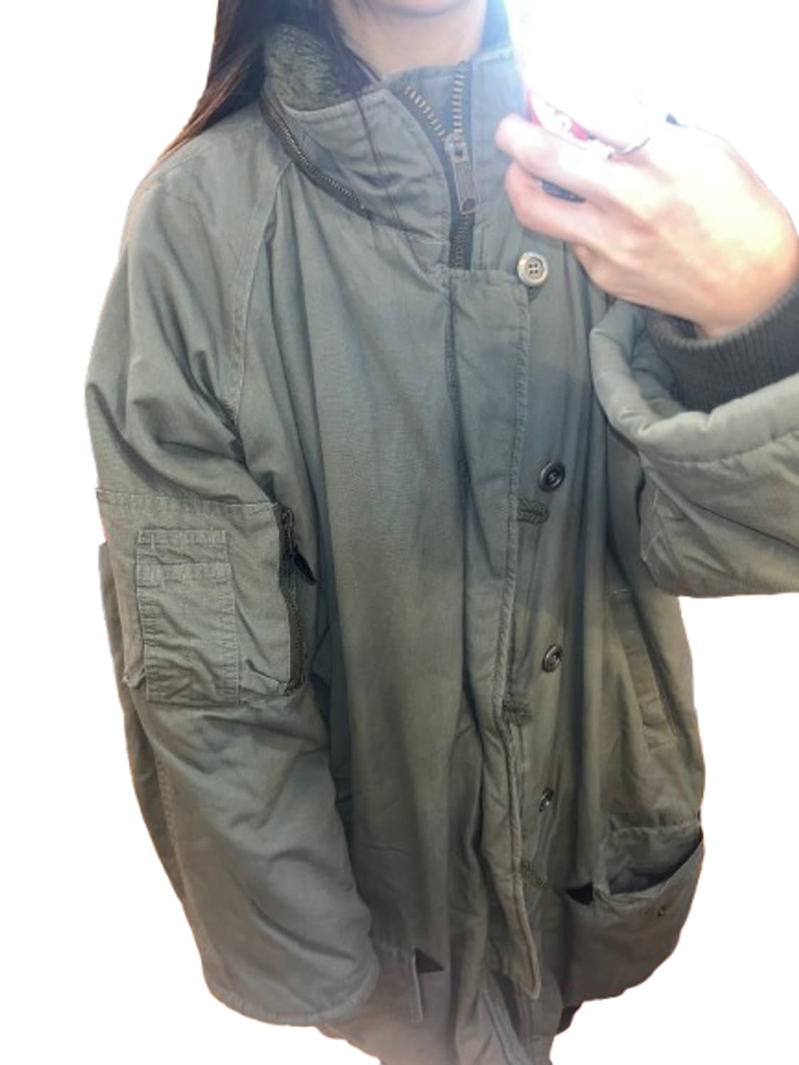 NO BRAND 카키 롱 야상 아우터 상품이미지2