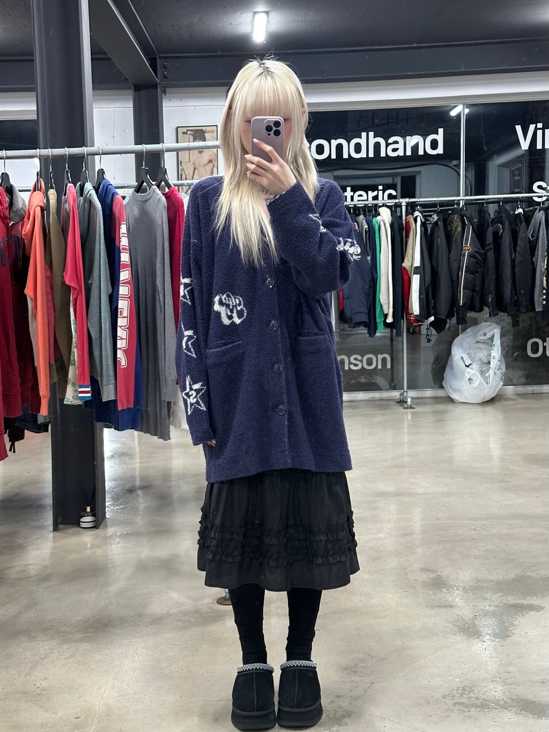 히스테릭 글래머 부클레 소재 가디건 상품이미지2