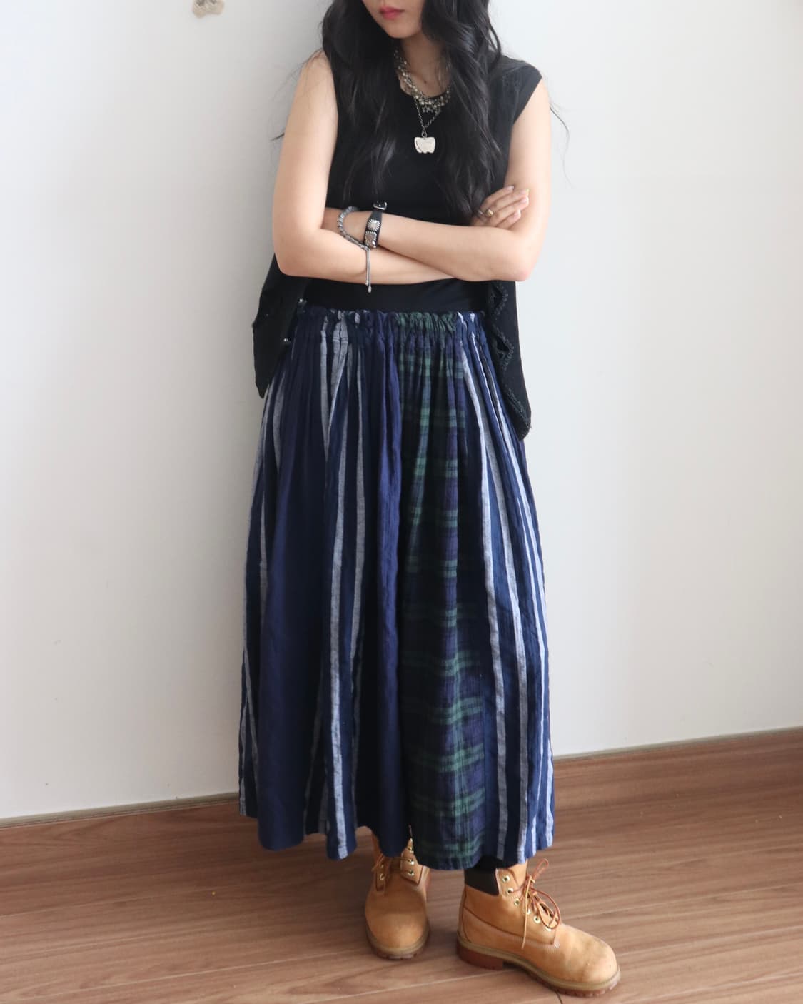 [Natural Laundry] Check & Stripe Skirt 상품이미지9
