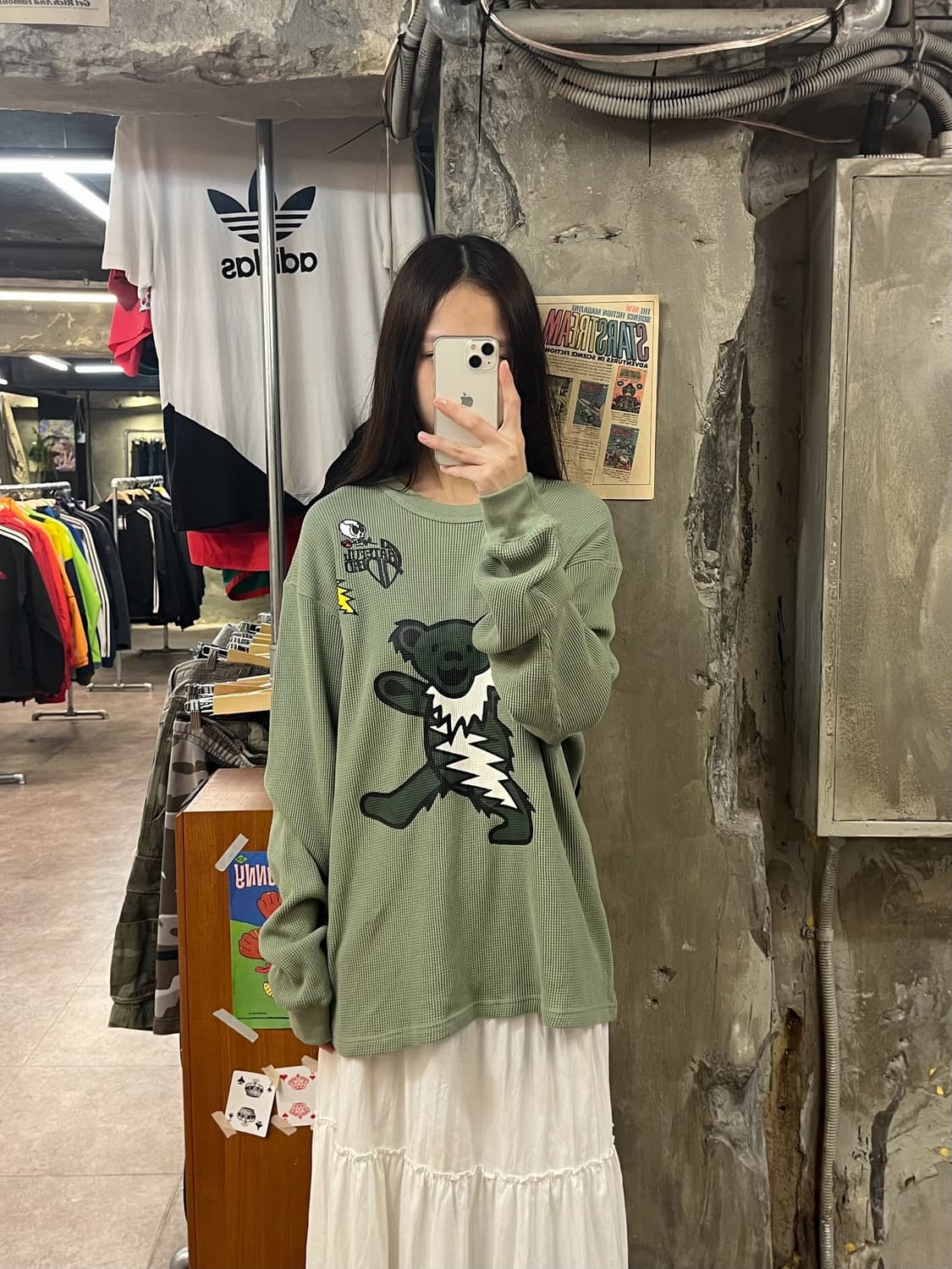 디스이즈네버뎃 그레이트풀 데드 베어 와플 긴팔티 그린 M #csz1167 상품이미지2