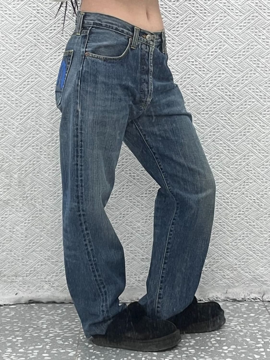 에비수 빈티지 레트로 포켓프린팅 데님팬츠 32인치C06869 상품이미지2