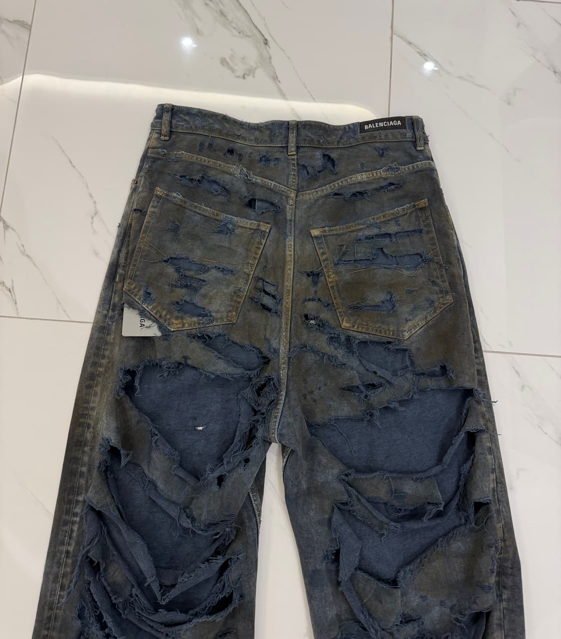 [M] 발렌시아가 슈퍼 디스트로이드  오션블루 배기 데님팬츠 상품이미지6