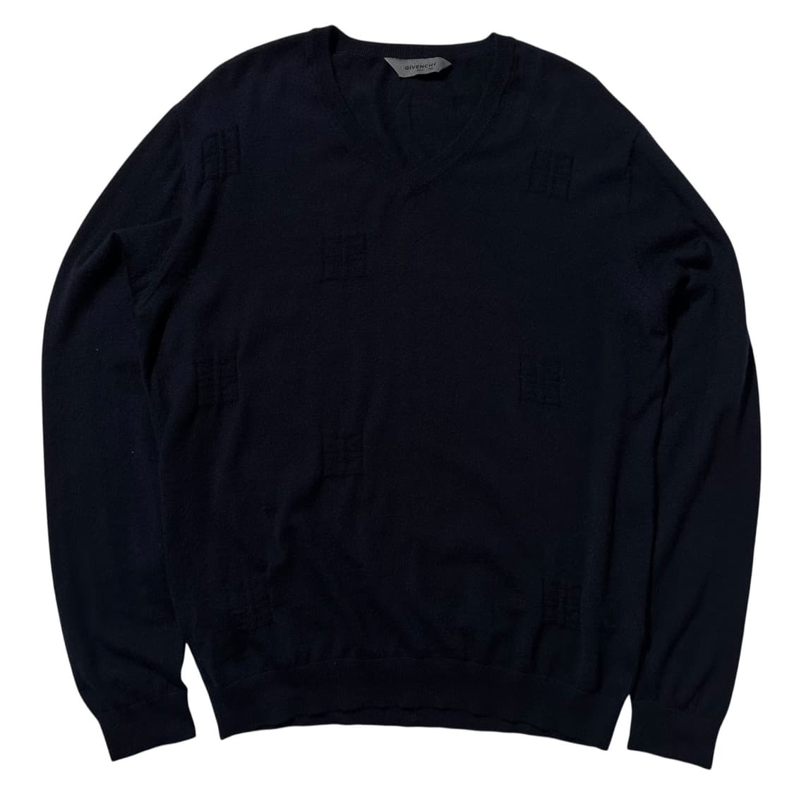 지방시 캐시미어 100% 4G패턴 V넥 니트 네이비 상품이미지1