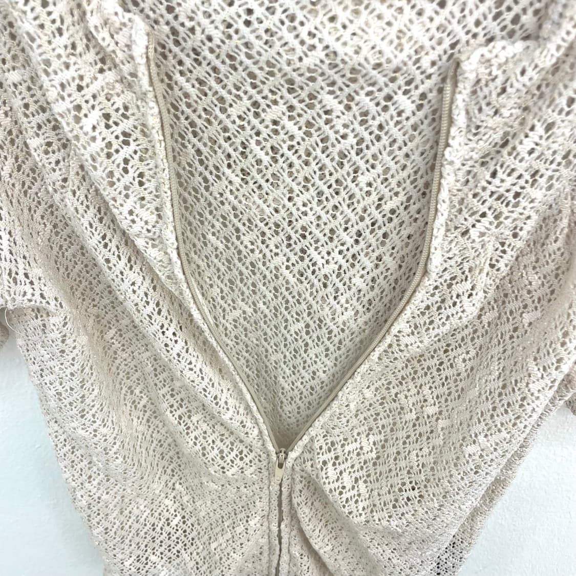 Sheer crochet gliter hoodie zip-up 상품이미지3