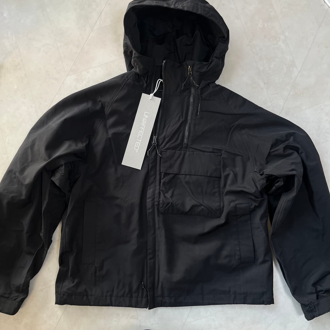 새상품(L)언어펙티드 더블 지퍼 후드 파카 블랙 상품이미지2