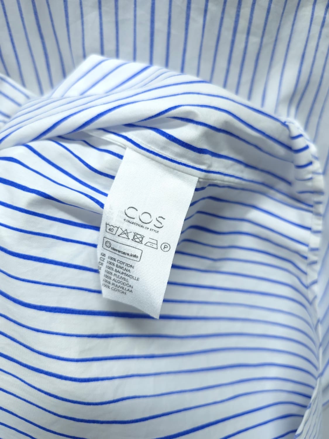 COS(코스) 남성 코튼 밴드칼라 블루 스트라이프 셔츠 상품이미지10