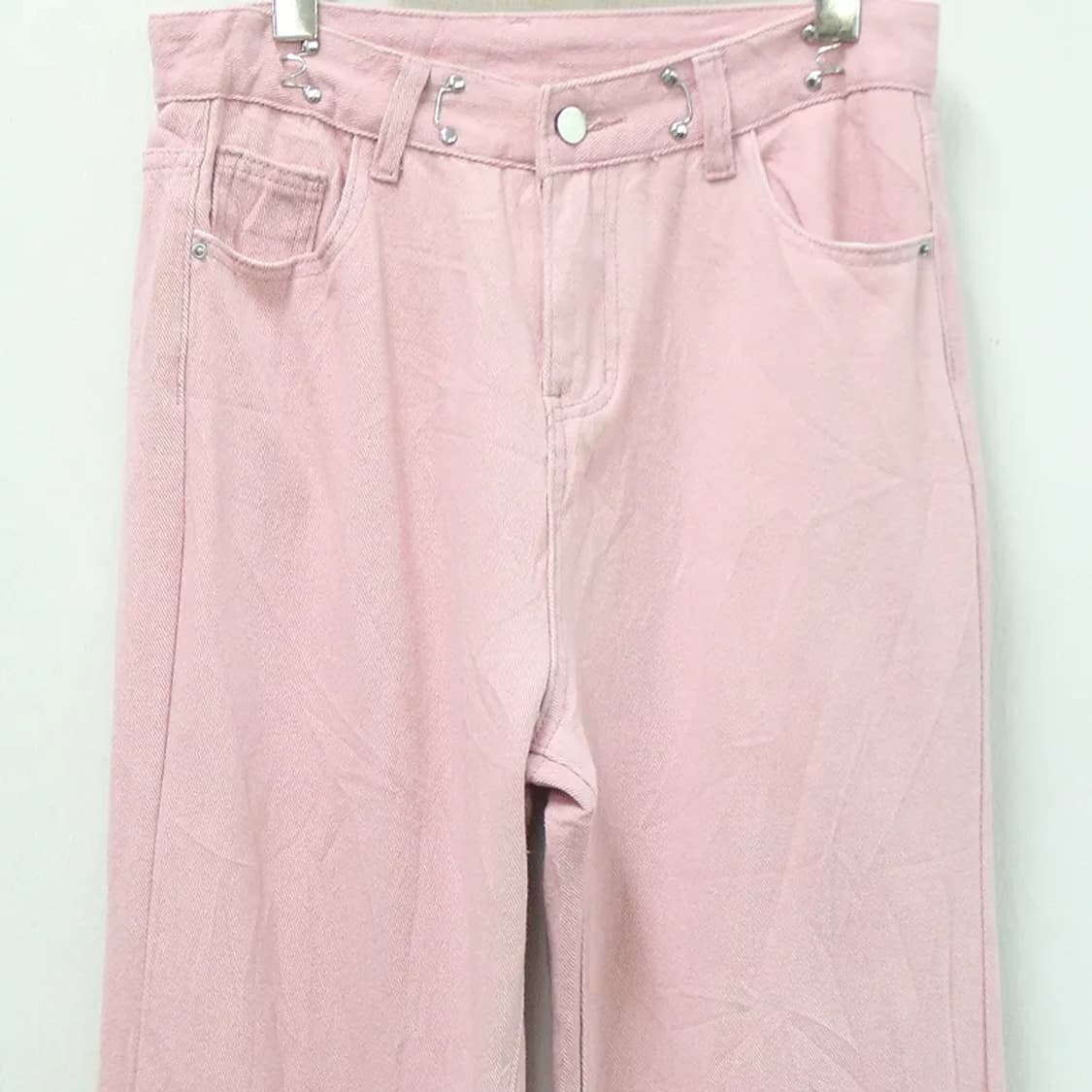 핑크 피그먼트  와이드 코튼 팬츠 61404 상품이미지3