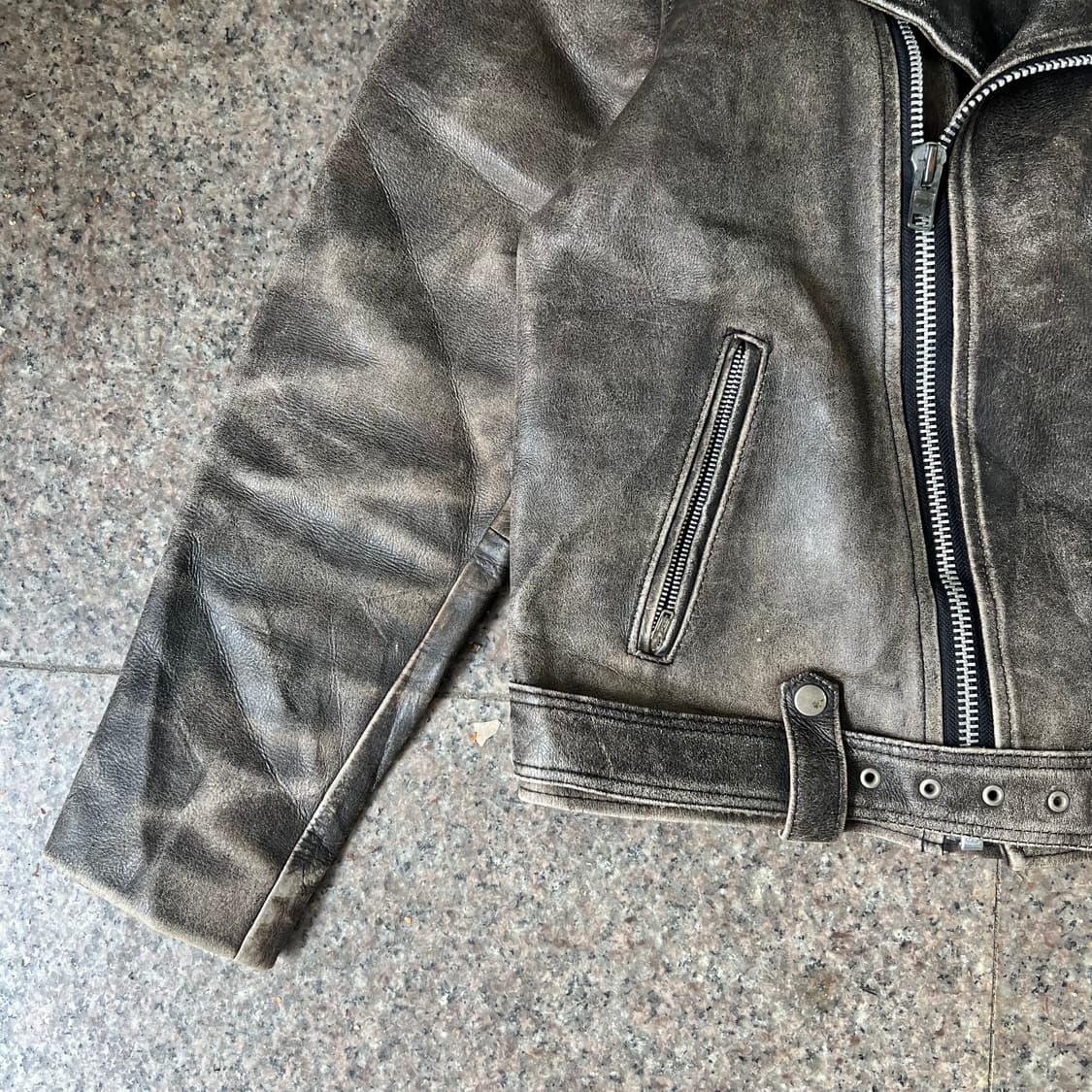 90‘s 크랙 레더 자켓 상품이미지4