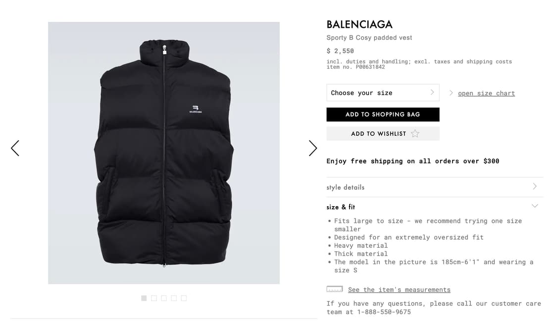 발렌시아가 오버사이즈 패딩 베스트 S 상품이미지8