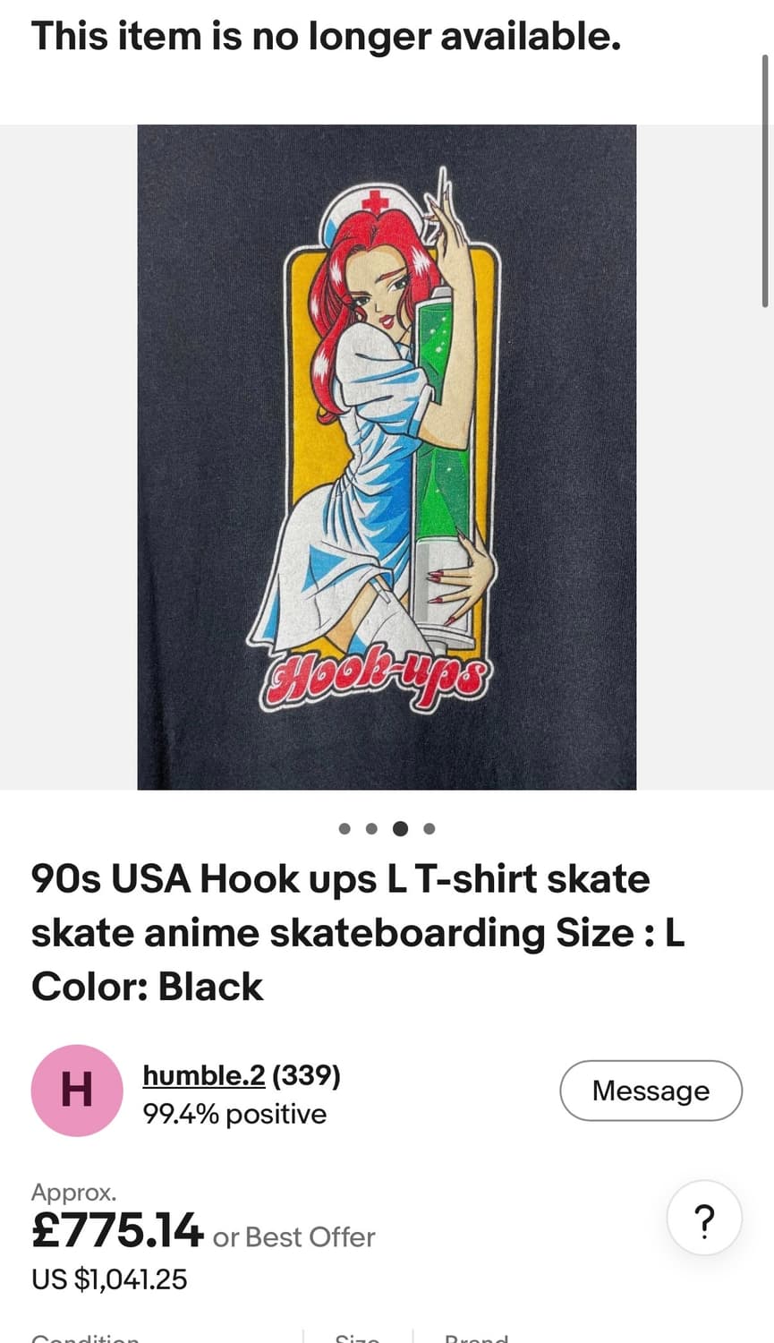 90’s Hook Ups Made In USA 빈티지 티셔츠 상품이미지2