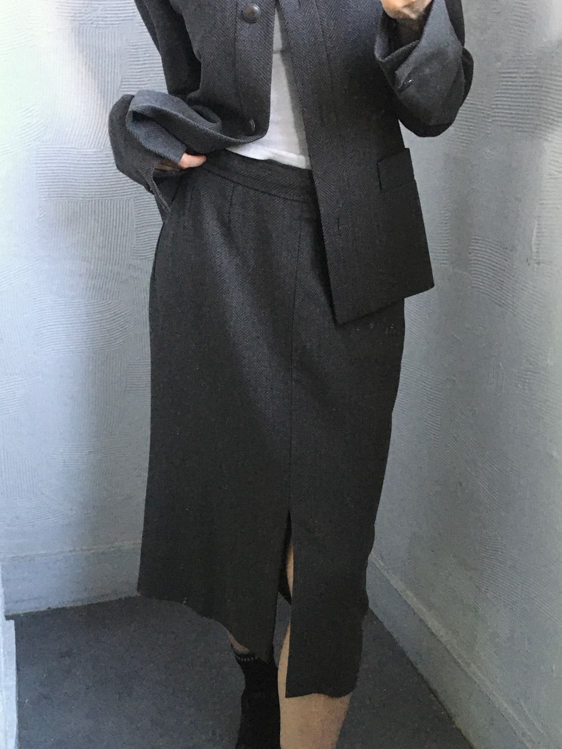 Max Mara 막스마라 딥그레이 투피스 정장 셋업 상품이미지3