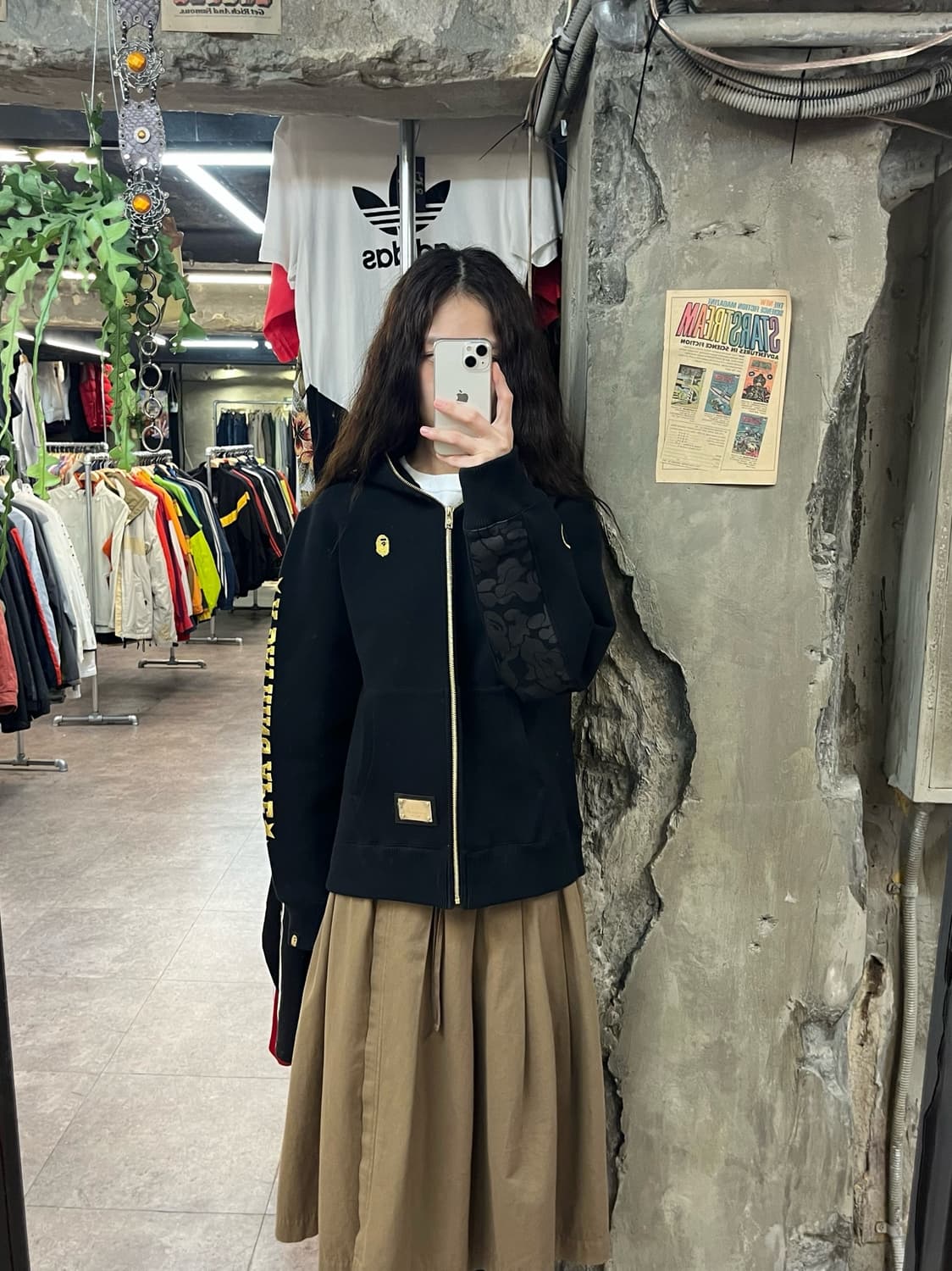 베이프 금장 샤크 후드집업 블랙 M #csz1782 상품이미지2