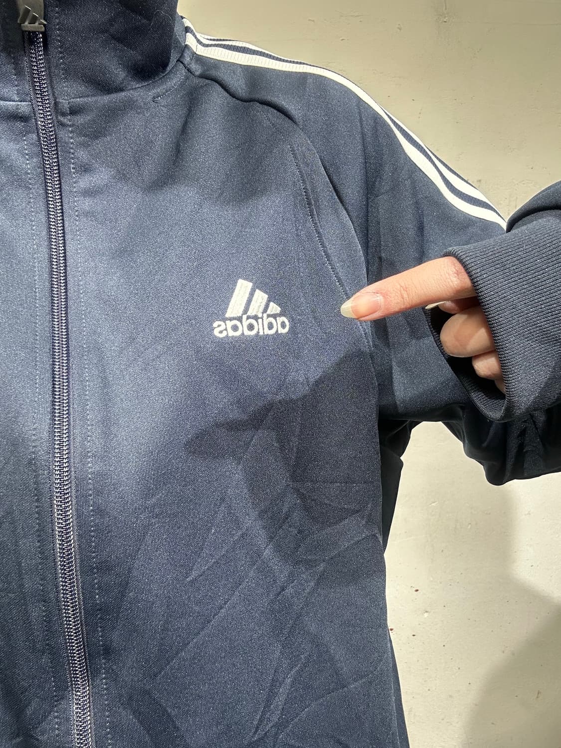 아디다스 네이비 화이트 삼선 트랙탑 져지 L 상품이미지4