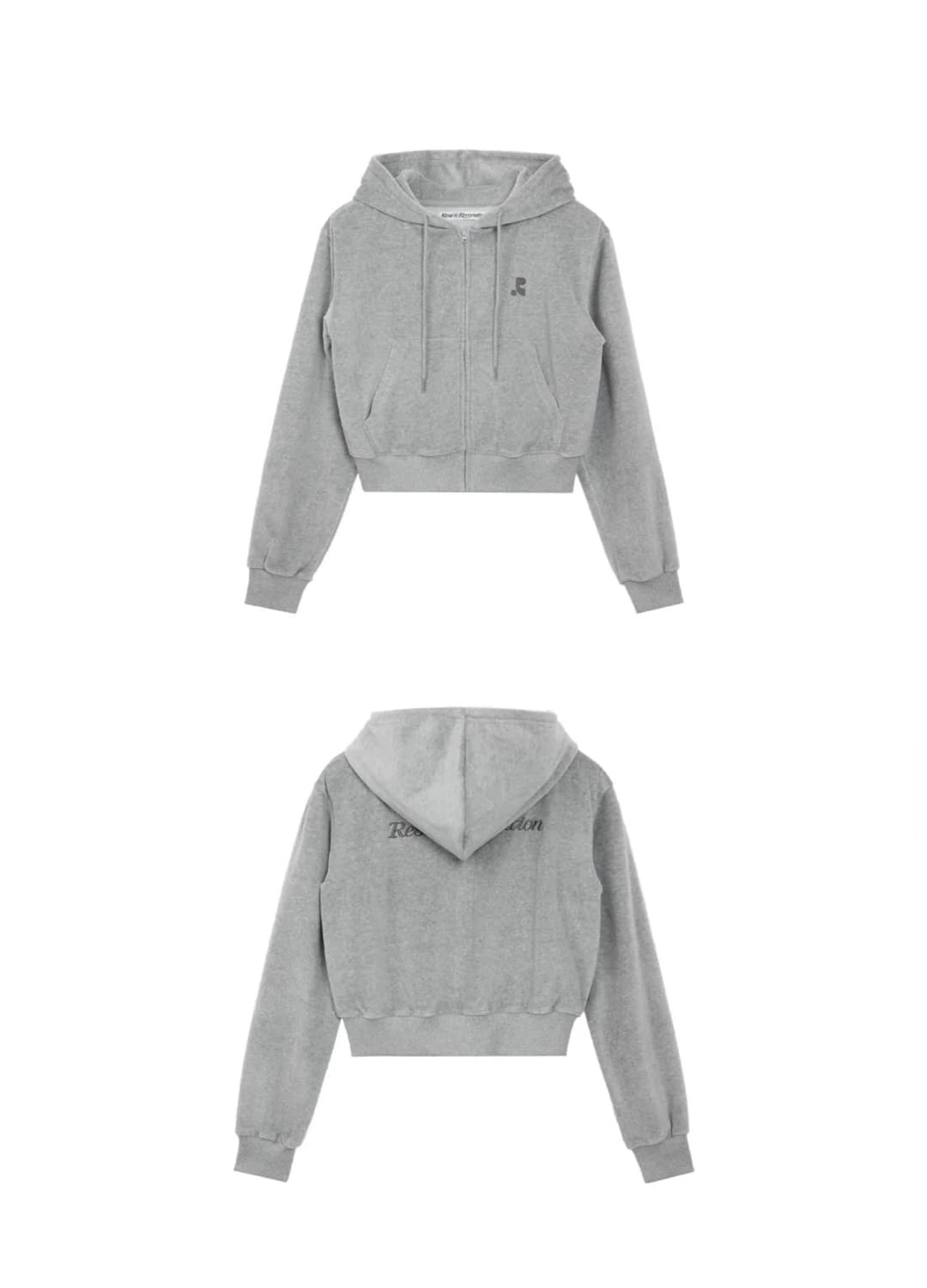 레스트앤레크레이션 벨벳 후드 집업 + 팬츠 세트 트레이닝 셋업 상품이미지6