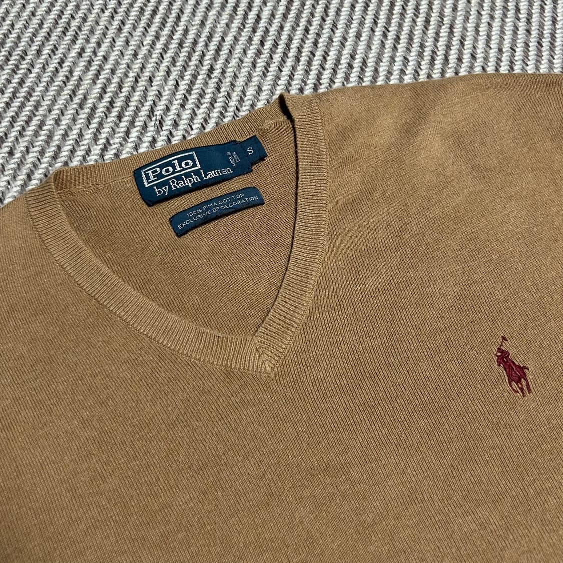 [M] Polo 폴로 랄프로렌 베이지 브이넥 코튼 니트 상품이미지3