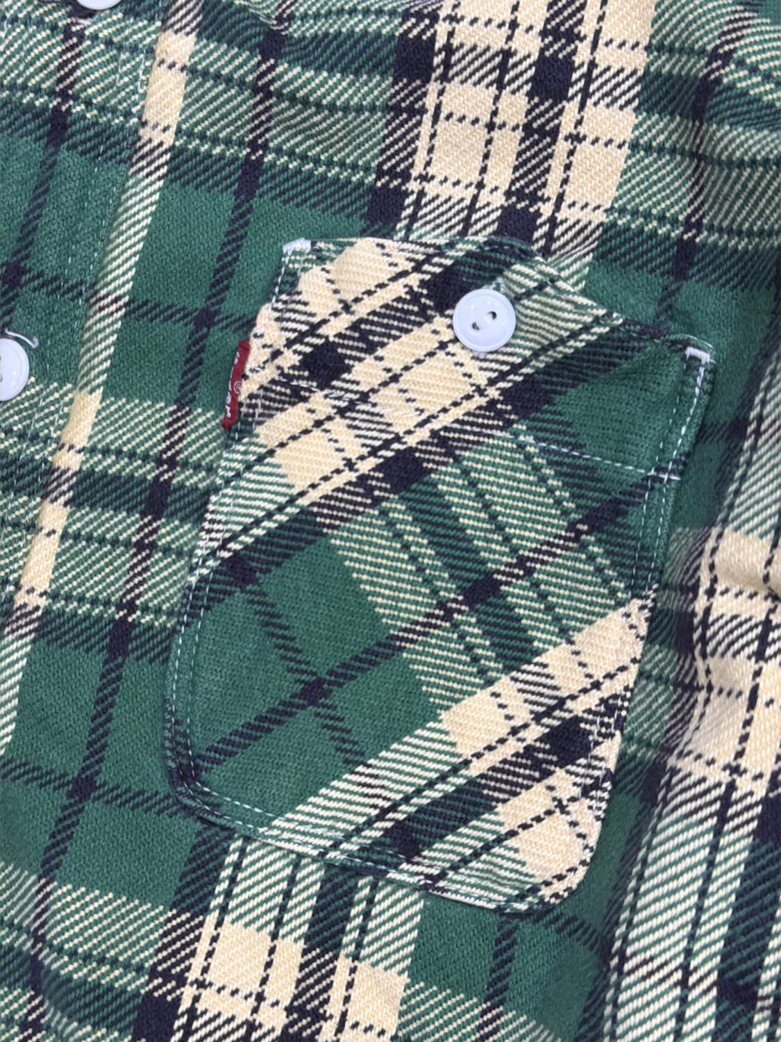 리바이스 헤비코튼 플란넬 그린 체크셔츠 M 상품이미지4