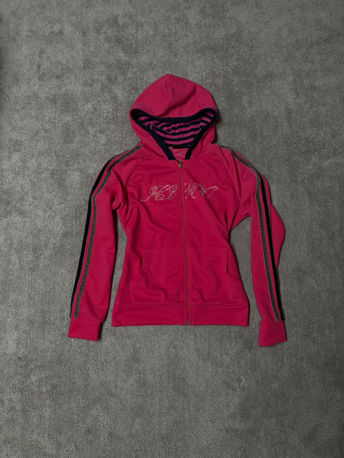 Vintage Gyaru Y2K reinstone hood zip 상품이미지1