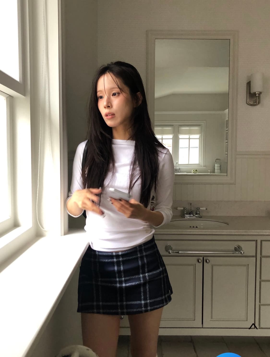 릿킴 빈티지 스커트 - NAVY 상품이미지3