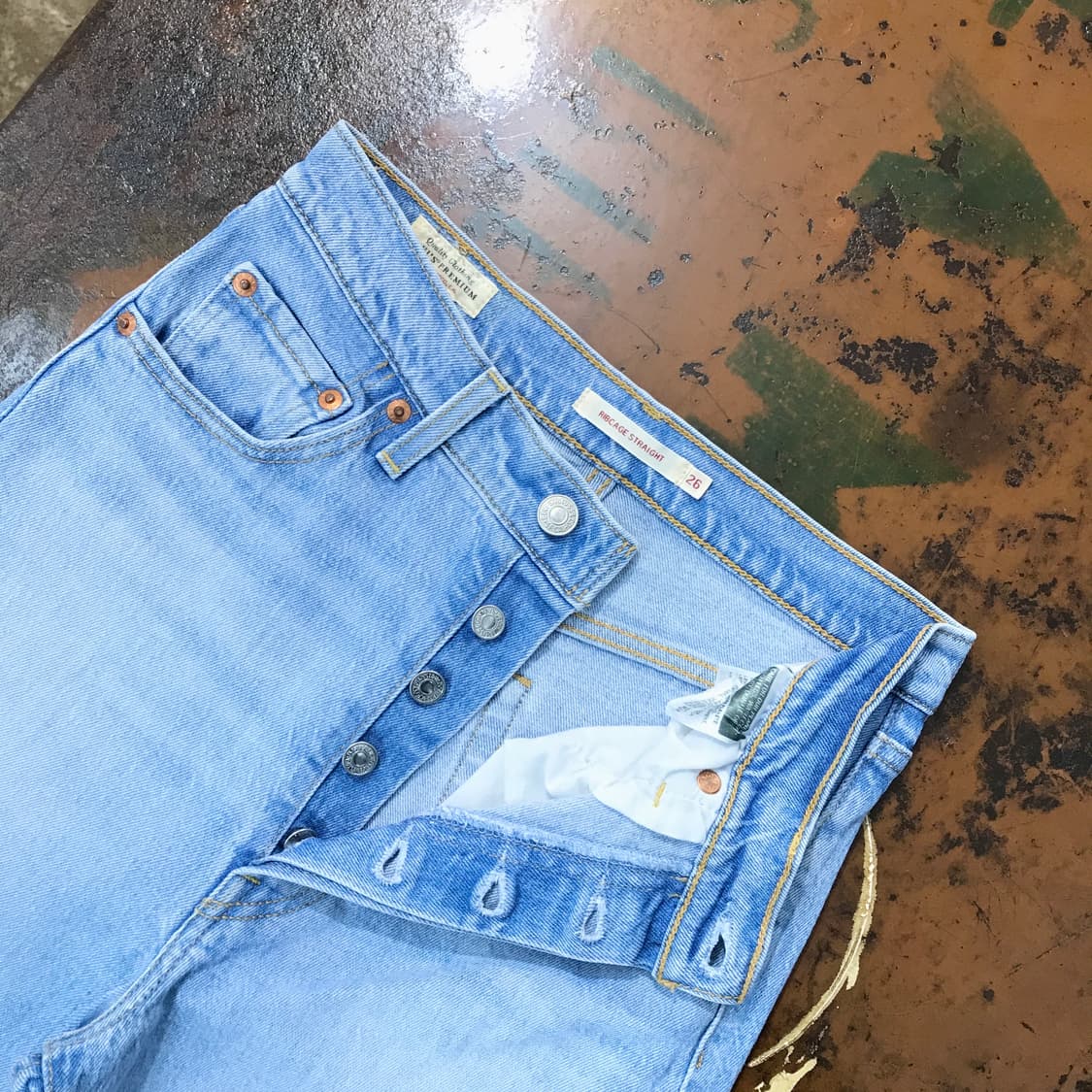 리바이스 연청 데미지 데님 팬츠 청바지 허리 27 사이즈 상품이미지4