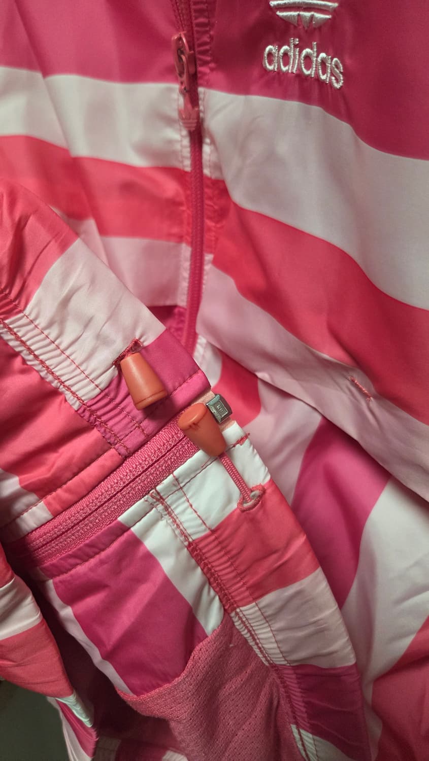 아디다스 우먼스 핑크 스트라이프 바람막이 자켓 상품이미지5