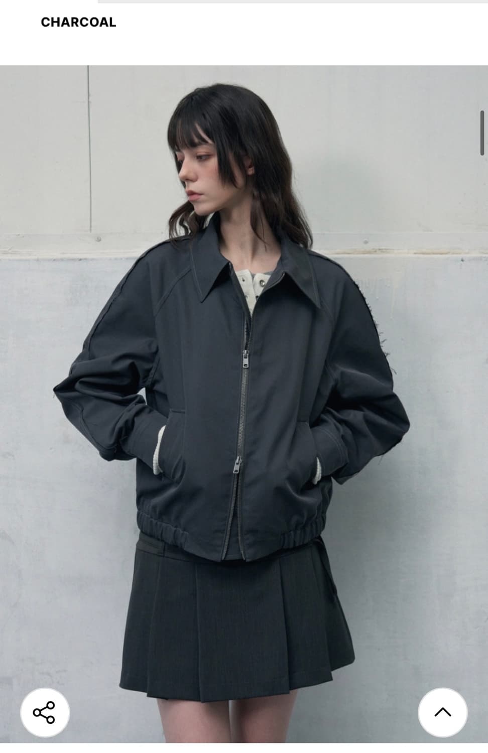 (FREE) 레더리 컷 오프 코튼 블루종 자켓 [CHARCOAL] 판매 상품이미지1