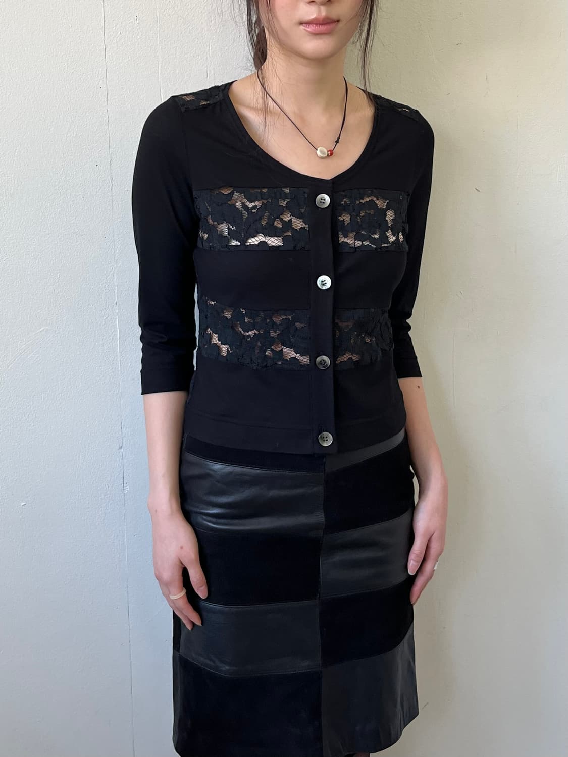 vivapresto 블랙 시스루 가디건 상품이미지5