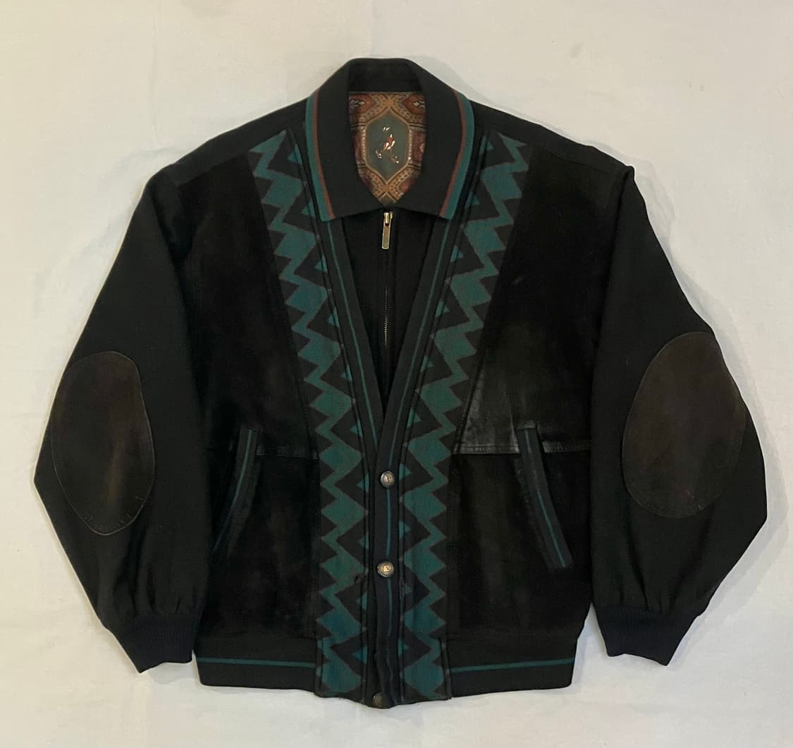 90s 아즈텍 나바호패턴 스웨이드 봄버자켓 상품이미지1