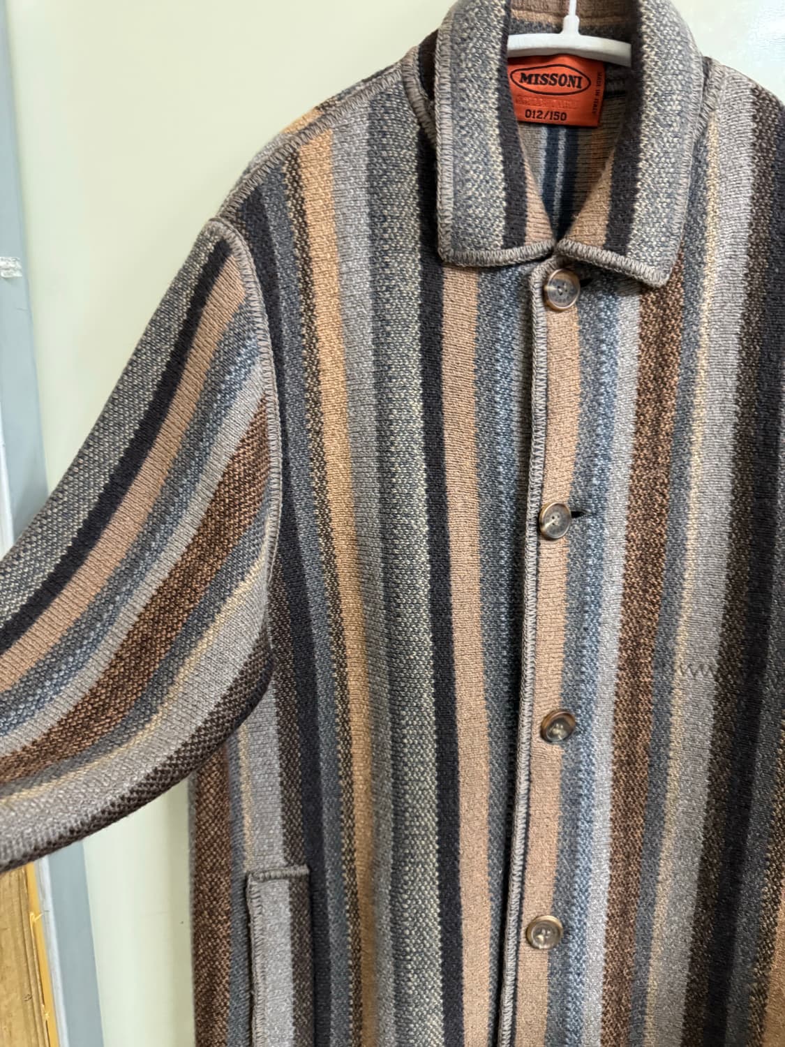 미쏘니 멀티컬러 울 코트 니트 롱가디건 상품이미지1