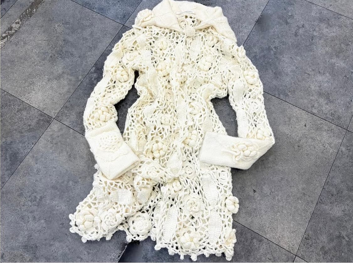 니트집업, 퍼베스트, 데님스커트, 크로쉐가디건 상품이미지10