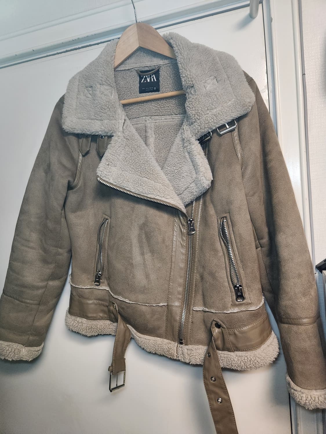 자라 스웨이드 무스탕 자켓 베이지 L 상품이미지1