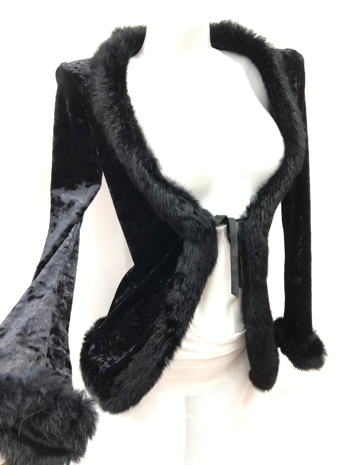 velvet fur trim cardigan 상품이미지3