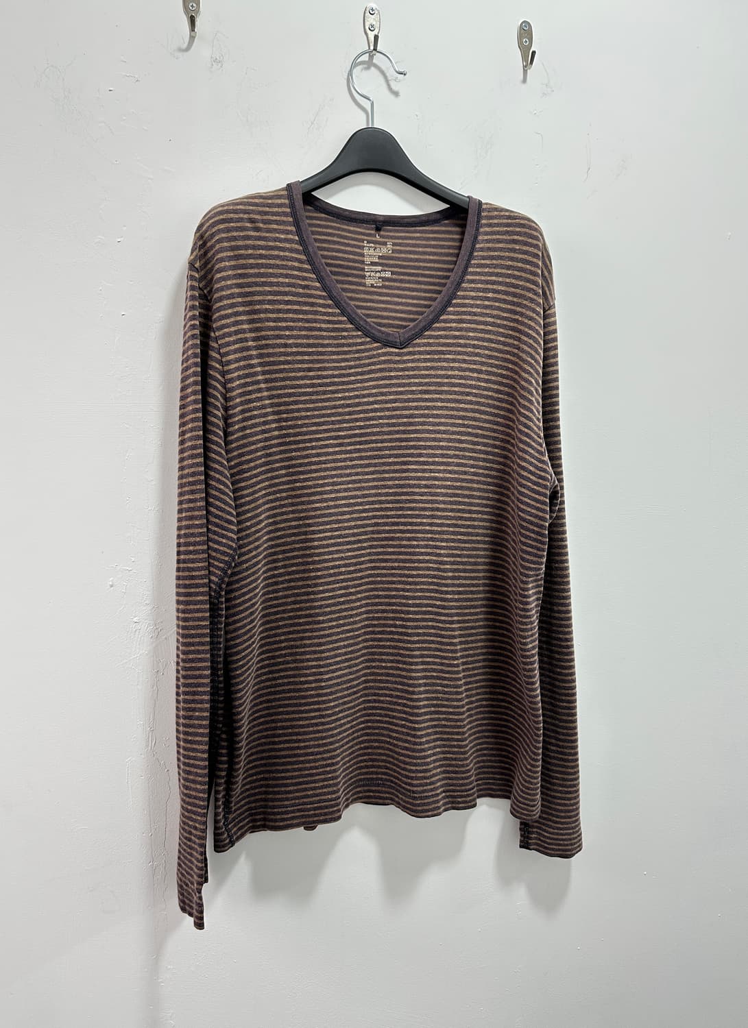 Vintage v neck stripe long sleeve 상품이미지2