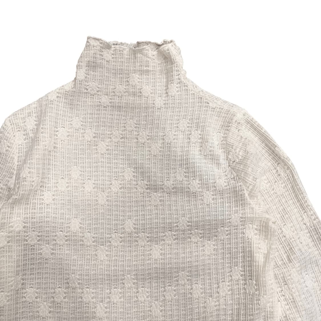  Ivory Lace Embroidery Turtleneck T-Shir 상품이미지3