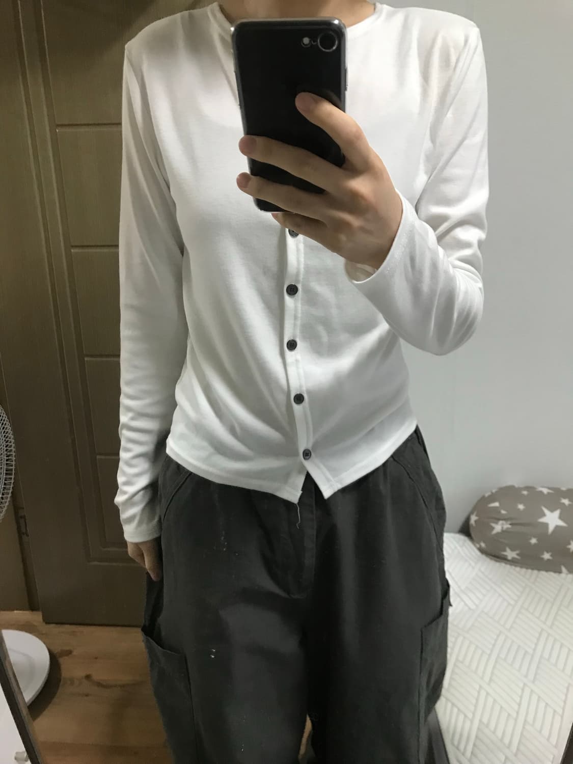 스판 화이트 가디건 상품이미지1