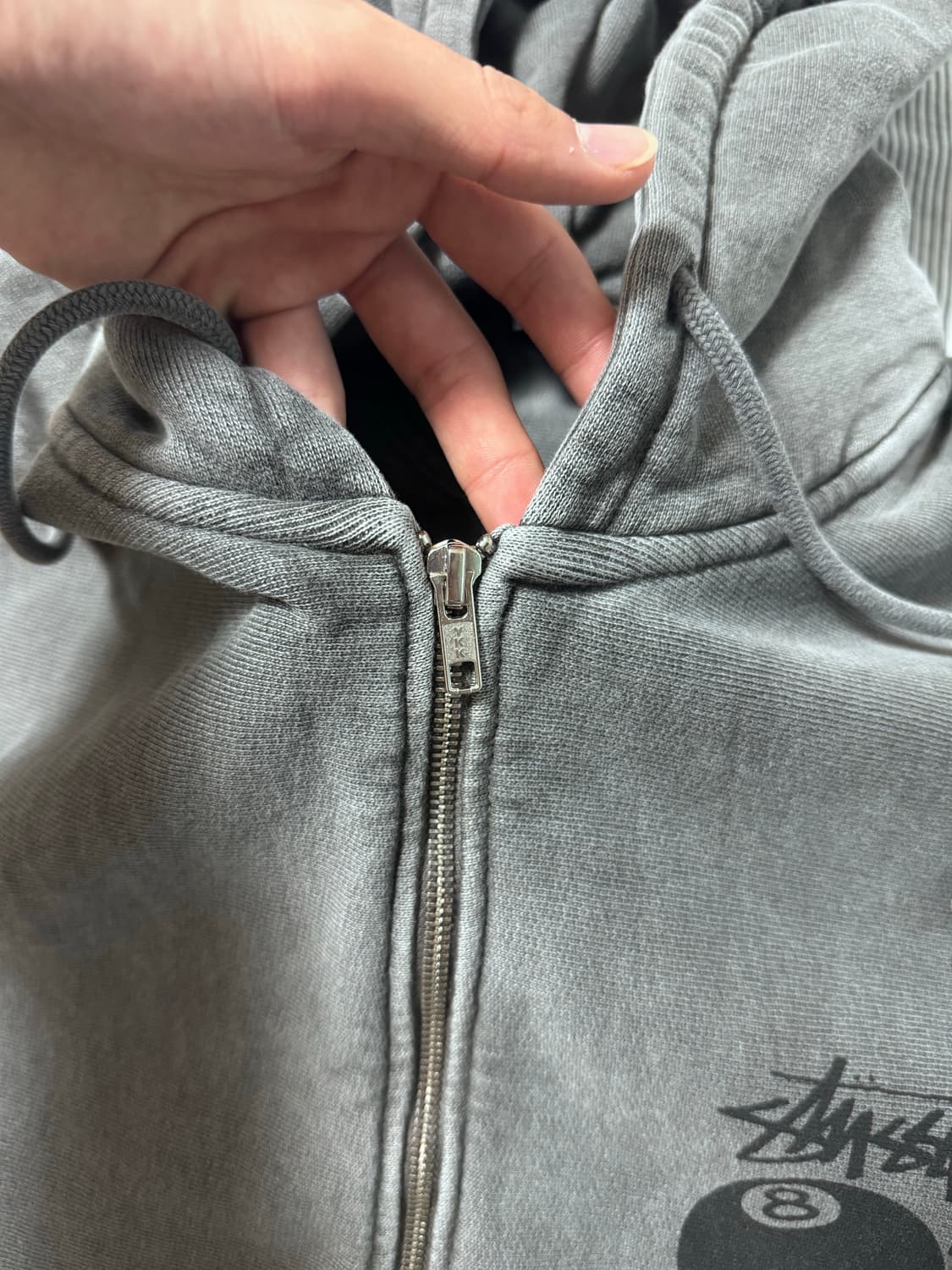 (새상품급) 스투시 8볼 피그먼트 다이드 집 후드 블랙 XL 상품이미지6