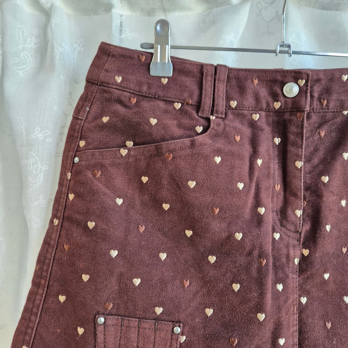 코코아 하트 자수 미니 스커트 상품이미지4