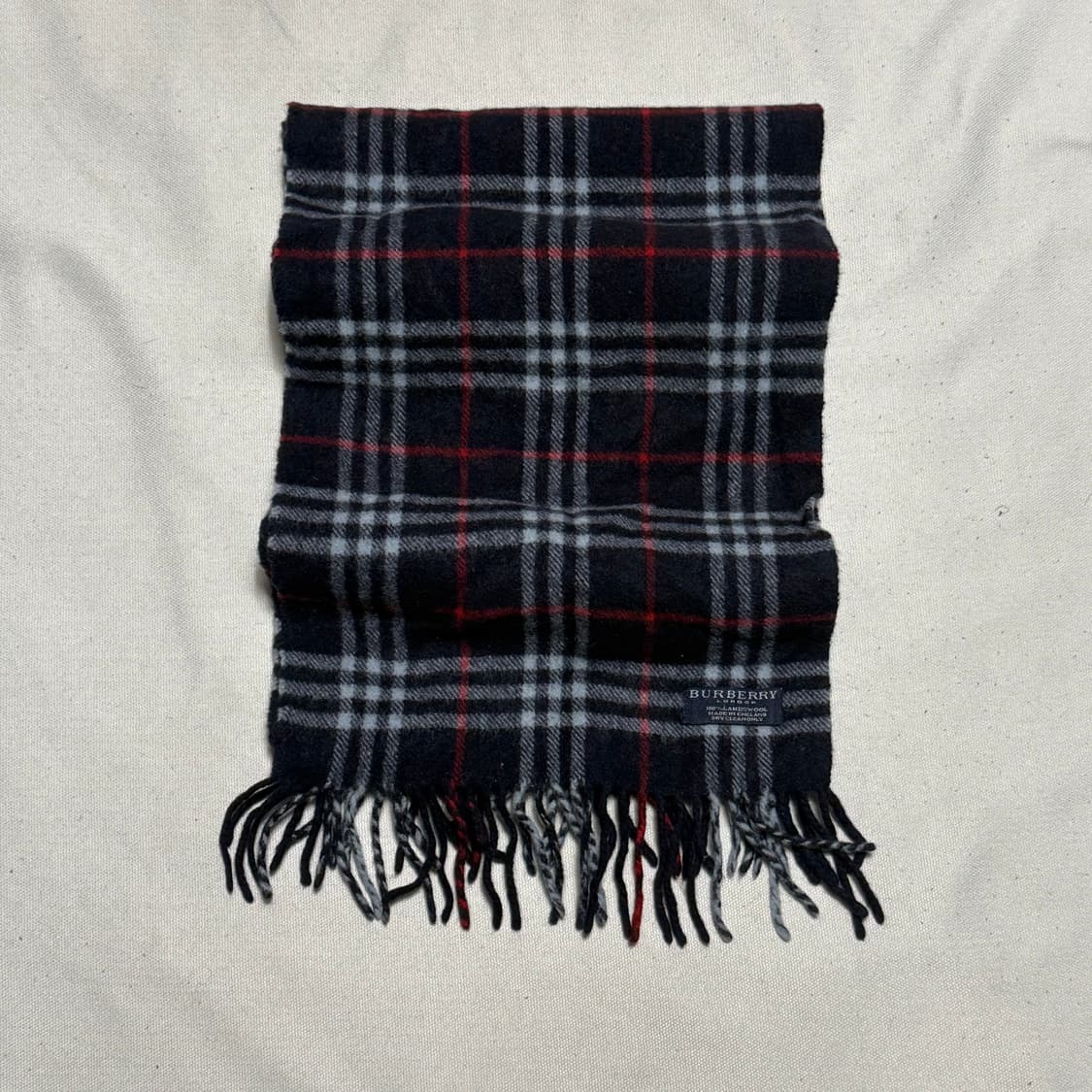 OS 버버리 노바체크 네이비 램스울 머플러 상품이미지2