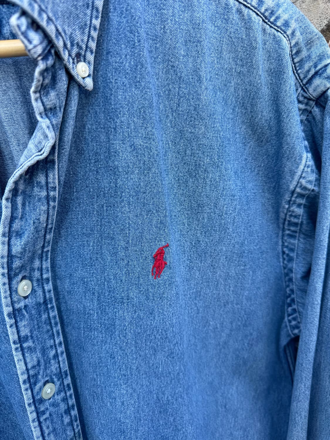 90s 폴로 랄프로렌 빈티지 blaire 페이딩 데님 셔츠 m 상품이미지6
