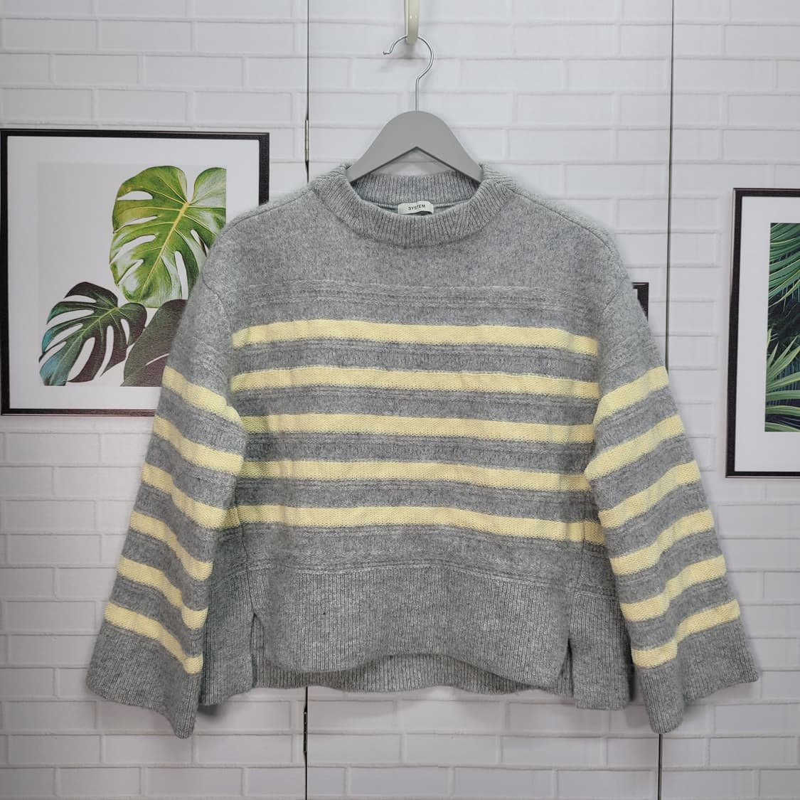 2024년 한섬 시스템 스트라이프 크롭 니트 스웨터 F(90)사이즈 상품이미지1