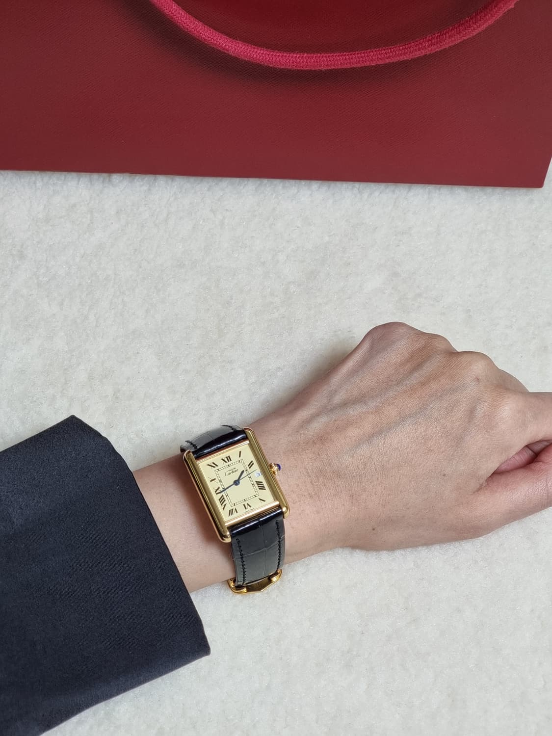 까르띠에 빈티지 탱크 머스트 XL 샴페인 다이얼 디버클 시계(남녀 공용) 상품이미지7