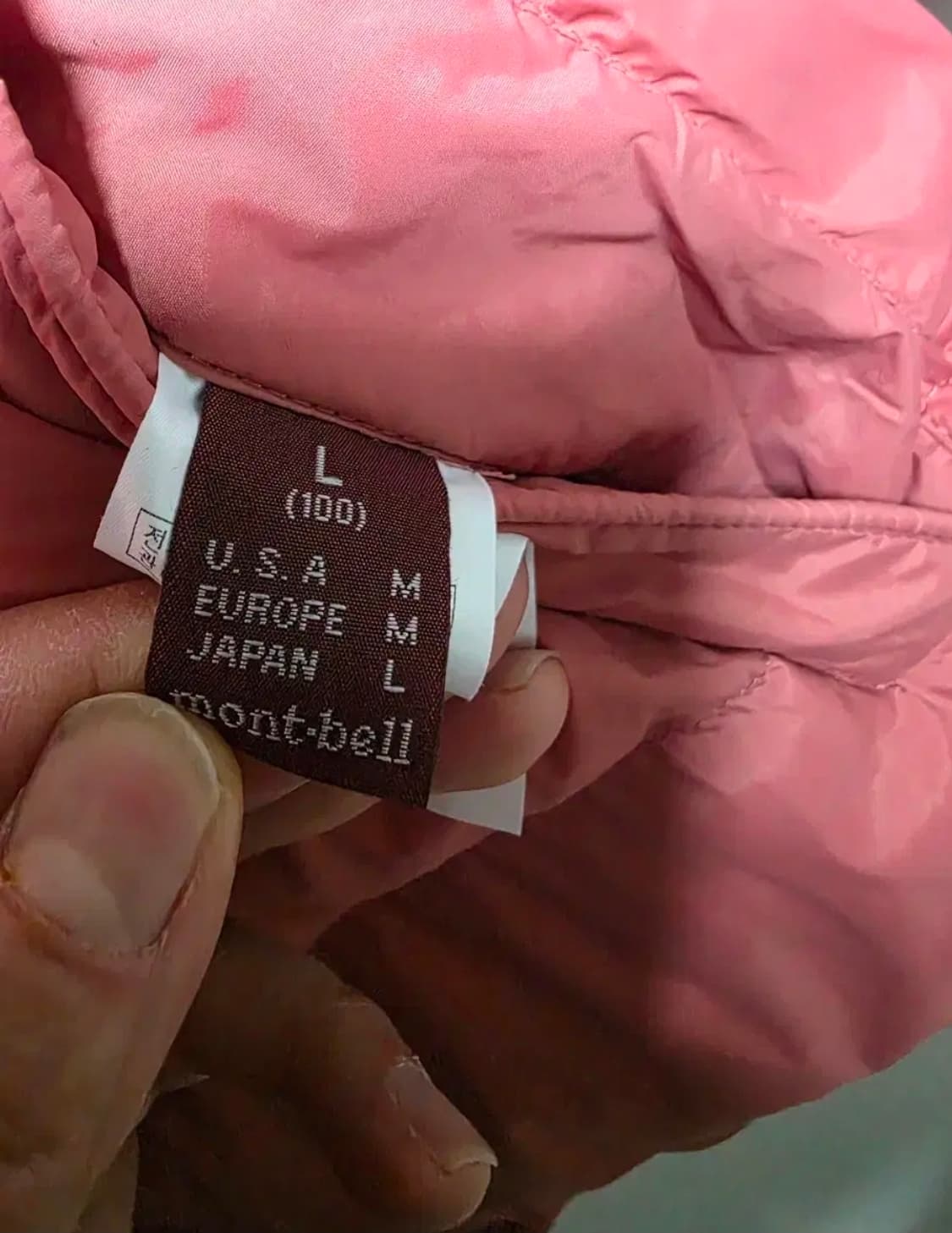 몽벨 핑크색 후드 양면 패딩 점퍼 사이즈 100 여자용 상품이미지6