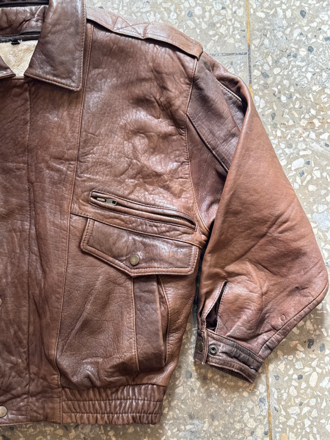 90s 빈티지 램스킨 멀티포켓 봄버자켓(O47) 상품이미지3