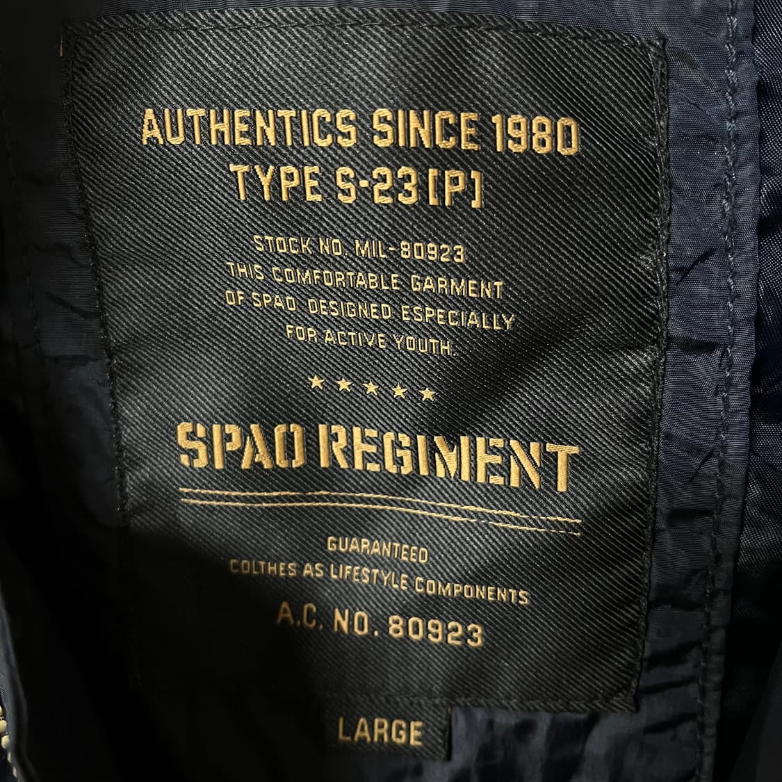 스파오 레지먼트 MA-1 블루종 항공 점퍼 L/100 상품이미지6