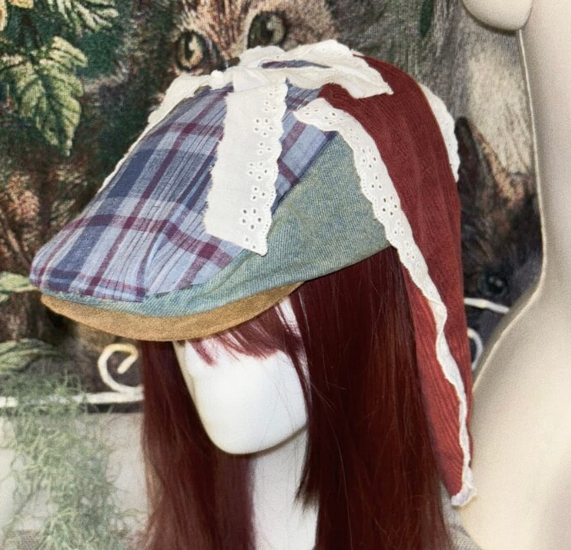 티엠디디케이 TMDDK 토끼 레이스 모자, 레이어드 스커트 빈티지 상품이미지3