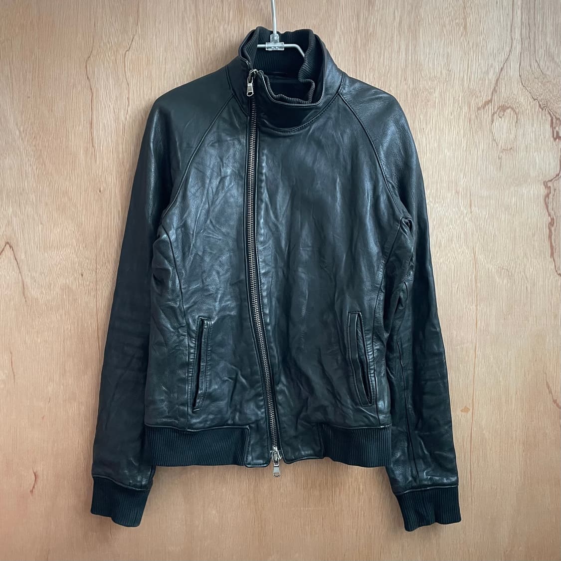 준하시모토 사선 집업 레더 자켓 상품이미지1