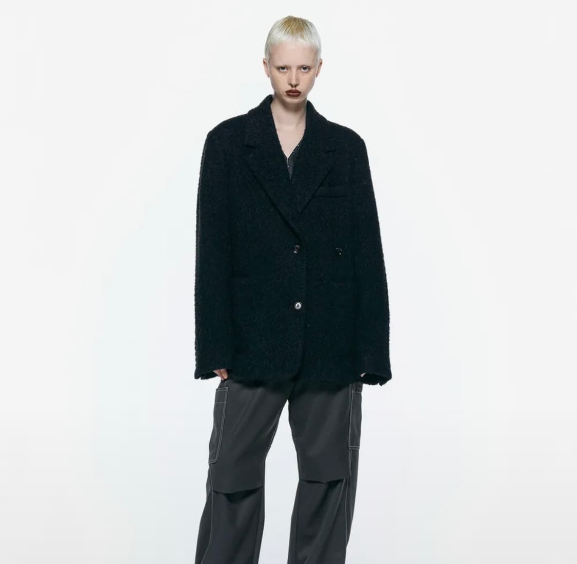 부클 오버사이즈 투웨이 자켓 BLACK 상품이미지1