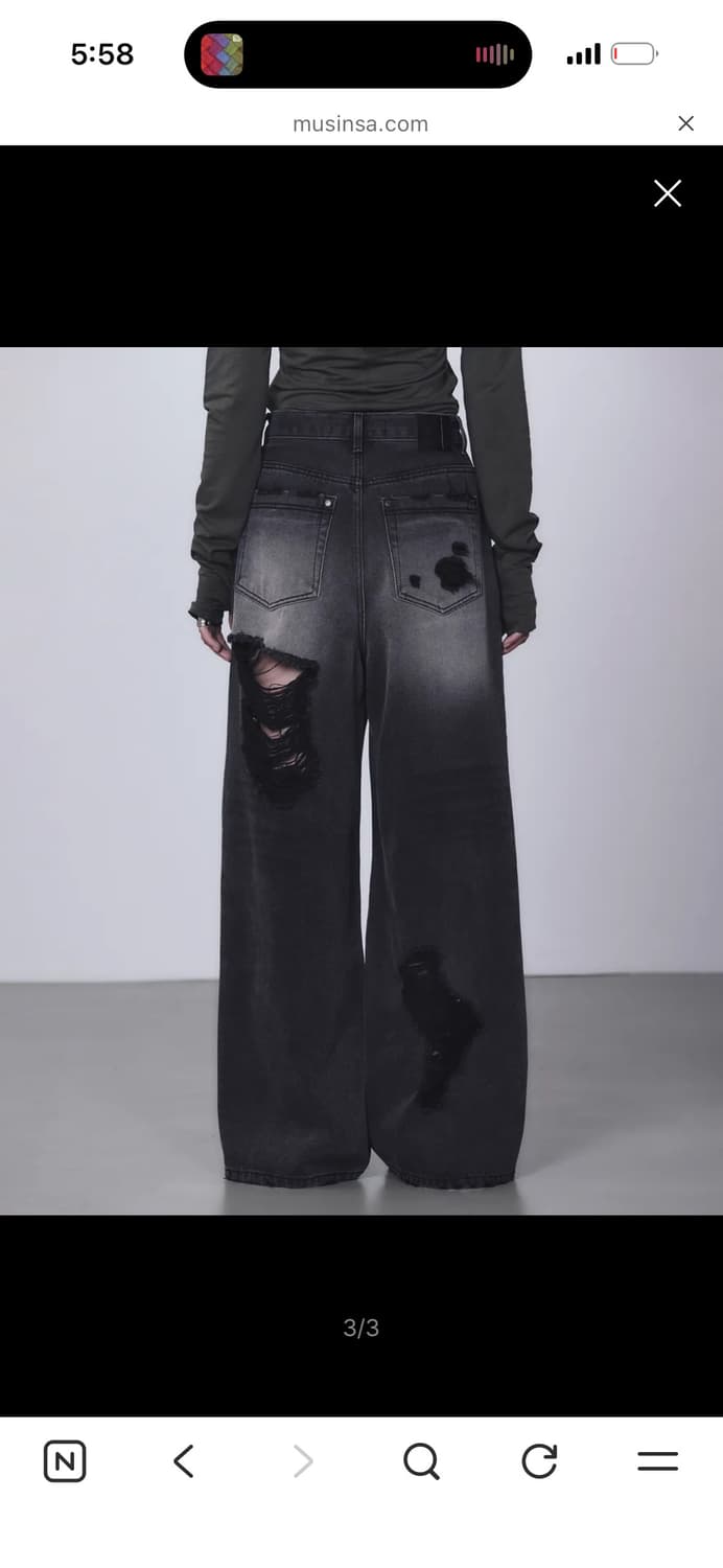 트리밍버드 Scratch Damage Denim Pants Black 상품이미지4