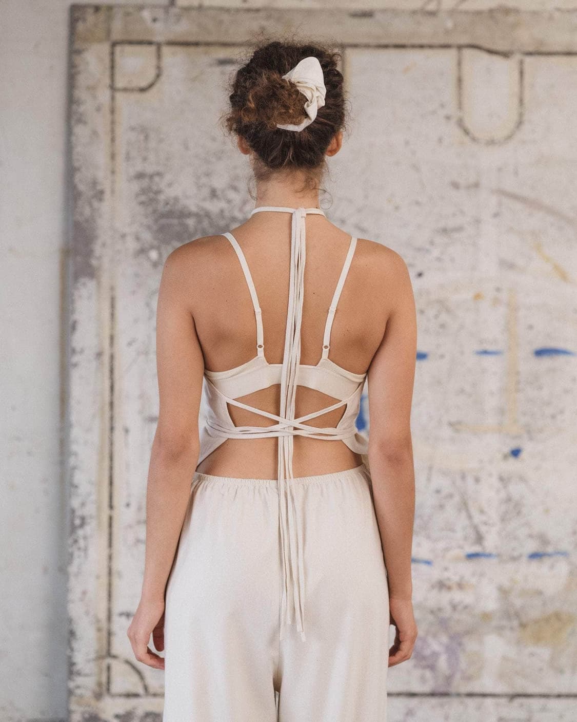 [S,M]베이스레인지 Mar 스트랩 슬리브리스 탑/크림 상품이미지5