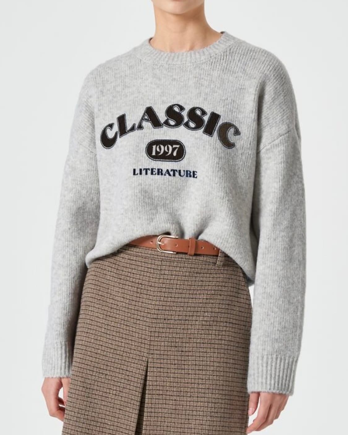 [급처] 에잇세컨즈 레터링 프린트 니트 그레이 M 상품이미지2